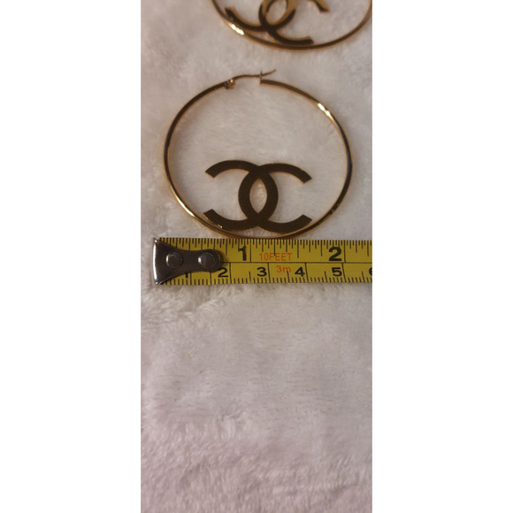 Classic Gold Stainless Steel Hoop Earrings - Picture 3 of 3